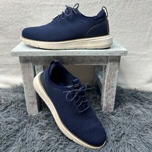 Cole Haan Mens 9M Navy Blue Knit Oxford Casual Lace‎ Up Sneakers Shoes